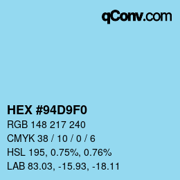 Color code: HEX #94D9F0 | qconv.com