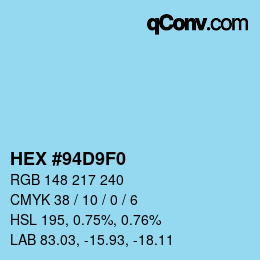 カラーコード: HEX #94D9F0 | qconv.com