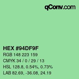 Color code: HEX #94DF9F | qconv.com