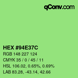 Color code: HEX #94E37C | qconv.com
