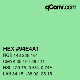 カラーコード: HEX #94E4A1 | qconv.com