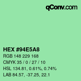 カラーコード: HEX #94E5A8 | qconv.com