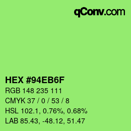 Color code: HEX #94EB6F | qconv.com