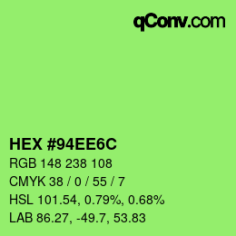 カラーコード: HEX #94EE6C | qconv.com