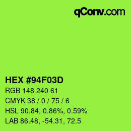 Color code: HEX #94F03D | qconv.com