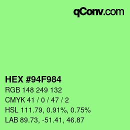 カラーコード: HEX #94F984 | qconv.com