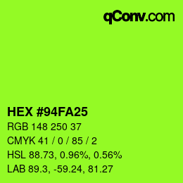 Color code: HEX #94FA25 | qconv.com