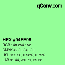 カラーコード: HEX #94FE98 | qconv.com