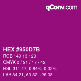 カラーコード: HEX #950D7B | qconv.com
