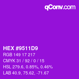 カラーコード: HEX #9511D9 | qconv.com