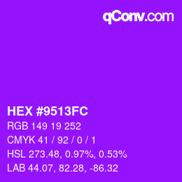 Color code: HEX #9513FC | qconv.com