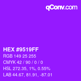 Color code: HEX #9519FF | qconv.com