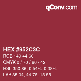 カラーコード: HEX #952C3C | qconv.com
