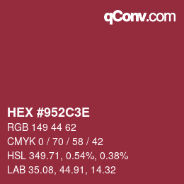 Color code: HEX #952C3E | qconv.com