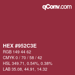 カラーコード: HEX #952C3E | qconv.com