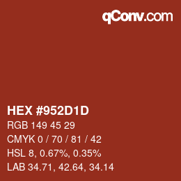 颜色代码: HEX #952D1D | qconv.com