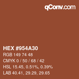Color code: HEX #954A30 | qconv.com