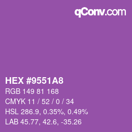 カラーコード: HEX #9551A8 | qconv.com