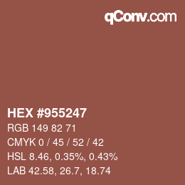 Farbcode: HEX #955247 | qconv.com