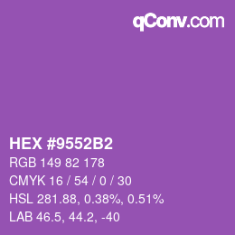 Code couleur: HEX #9552B2 | qconv.com