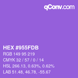 カラーコード: HEX #955FDB | qconv.com