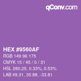 Color code: HEX #9560AF | qconv.com
