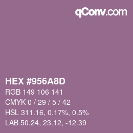 Color code: HEX #956A8D | qconv.com