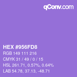 颜色代码: HEX #956FD8 | qconv.com