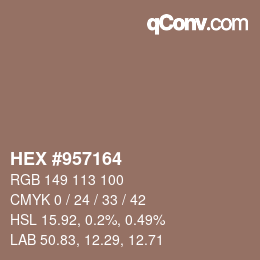 颜色代码: HEX #957164 | qconv.com
