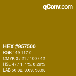 颜色代码: HEX #957500 | qconv.com