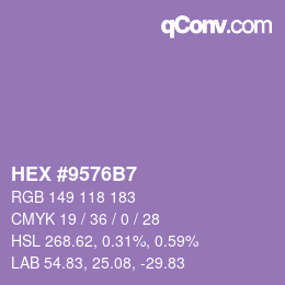 颜色代码: HEX #9576B7 | qconv.com