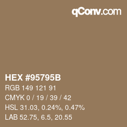 颜色代码: HEX #95795B | qconv.com