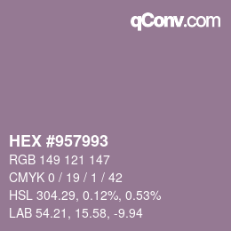 颜色代码: HEX #957993 | qconv.com