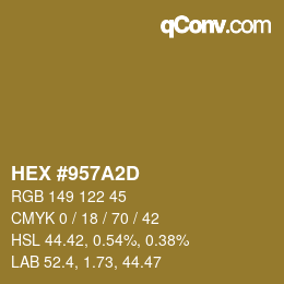 颜色代码: HEX #957A2D | qconv.com