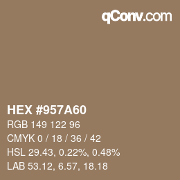 Farbcode: HEX #957A60 | qconv.com