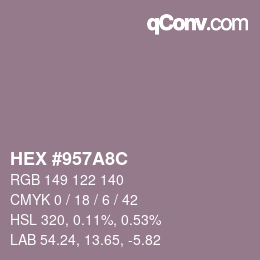 Color code: HEX #957A8C | qconv.com