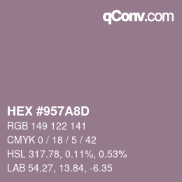 Color code: HEX #957A8D | qconv.com