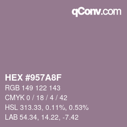 カラーコード: HEX #957A8F | qconv.com