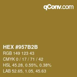 Color code: HEX #957B2B | qconv.com