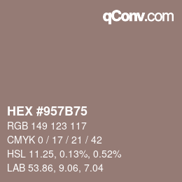 カラーコード: HEX #957B75 | qconv.com