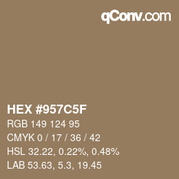 Farbcode: HEX #957C5F | qconv.com