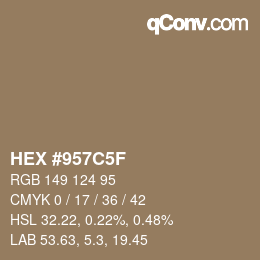 颜色代码: HEX #957C5F | qconv.com
