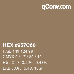 Farbcode: HEX #957C60 | qconv.com