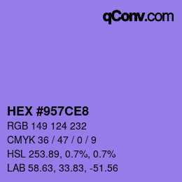 Color code: HEX #957CE8 | qconv.com