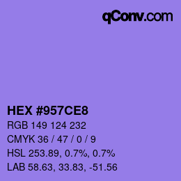 Color code: HEX #957CE8 | qconv.com