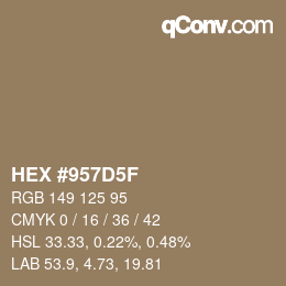 颜色代码: HEX #957D5F | qconv.com