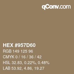 Farbcode: HEX #957D60 | qconv.com