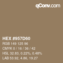 カラーコード: HEX #957D60 | qconv.com