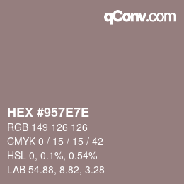 Color code: HEX #957E7E | qconv.com