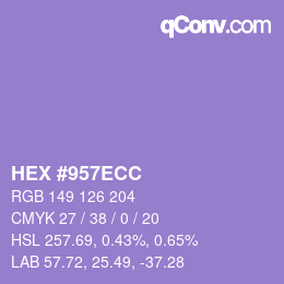 カラーコード: HEX #957ECC | qconv.com